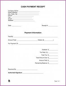 Free Cash Receipt Template Word Doc