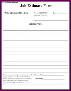 Free Downloadable Job Estimate Forms