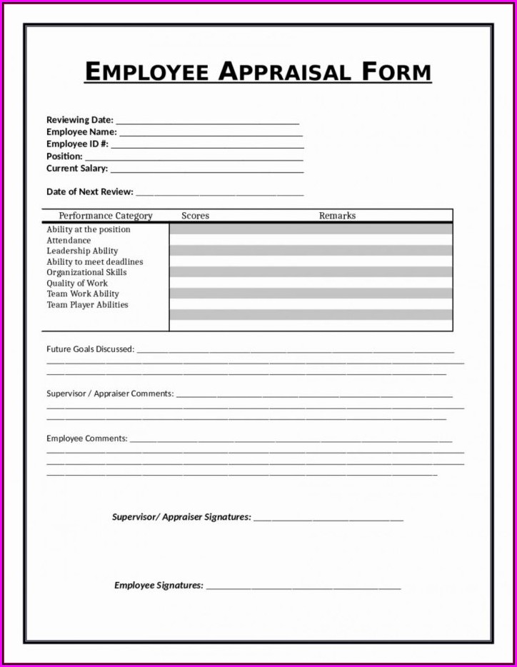 Free Employee Self Evaluation Form Template