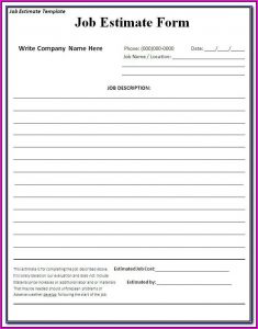 Free Job Estimate Forms To Print