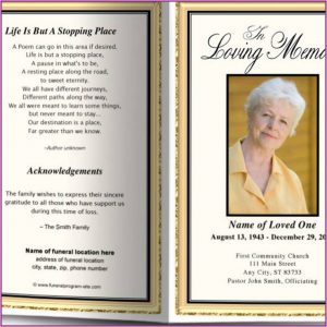 Free Memorial Service Program Template Publisher