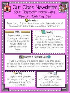 Free November Classroom Newsletter Template