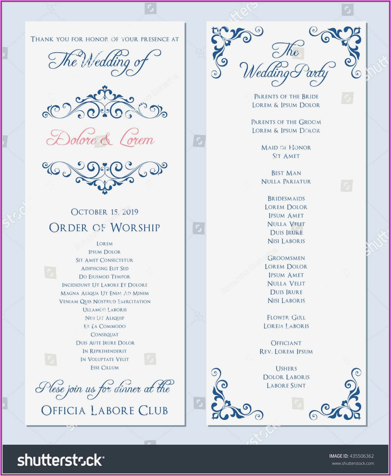 Free One Page Wedding Program Templates For Microsoft Word