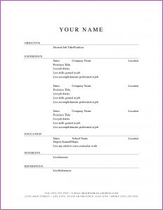 Free Printable Blank Resume Templates