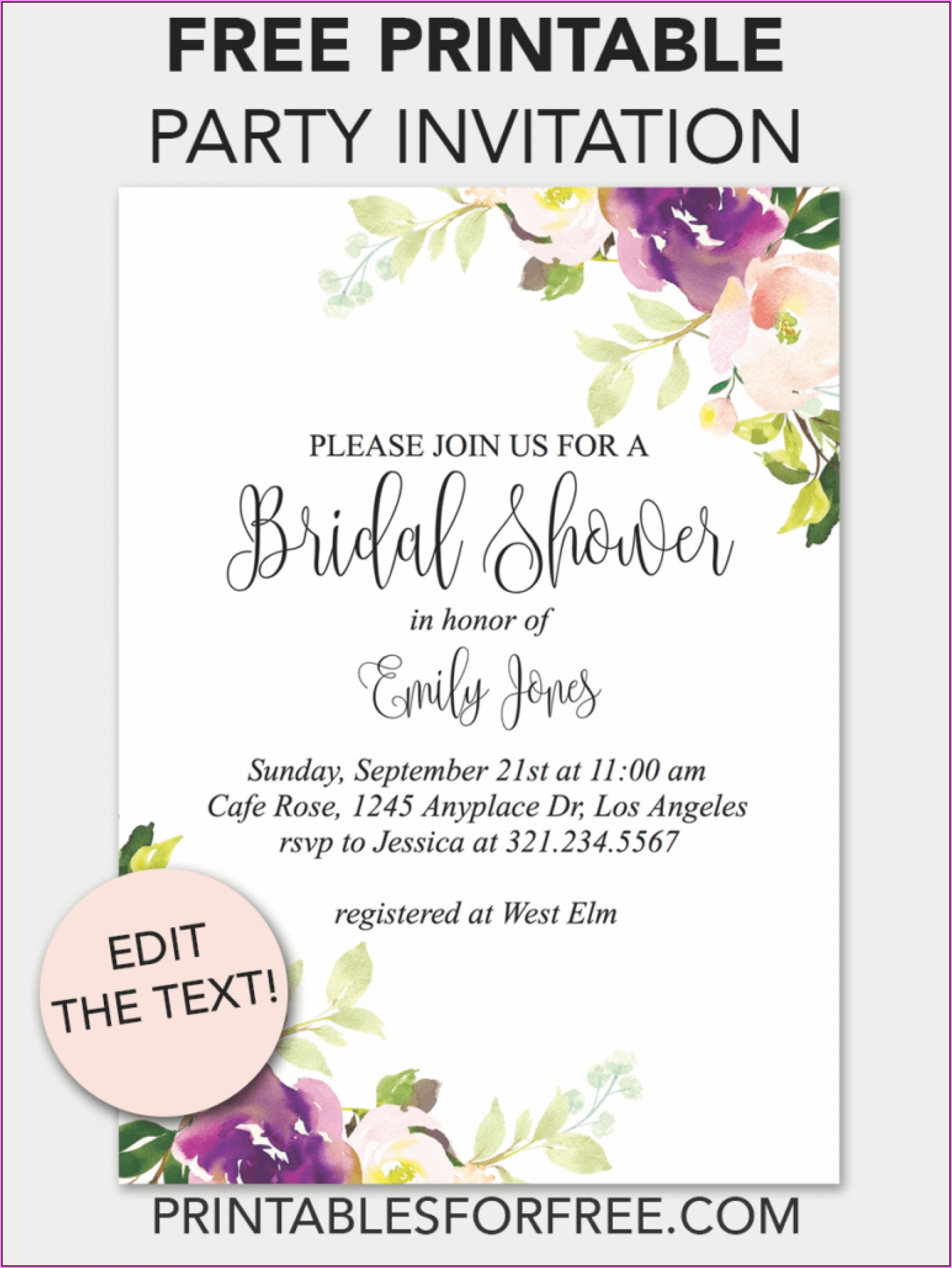 Free Printable Couples Wedding Shower Invitations Templates