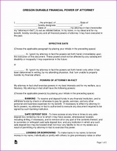 Free Printable Durable Power Of Attorney Form Oregon