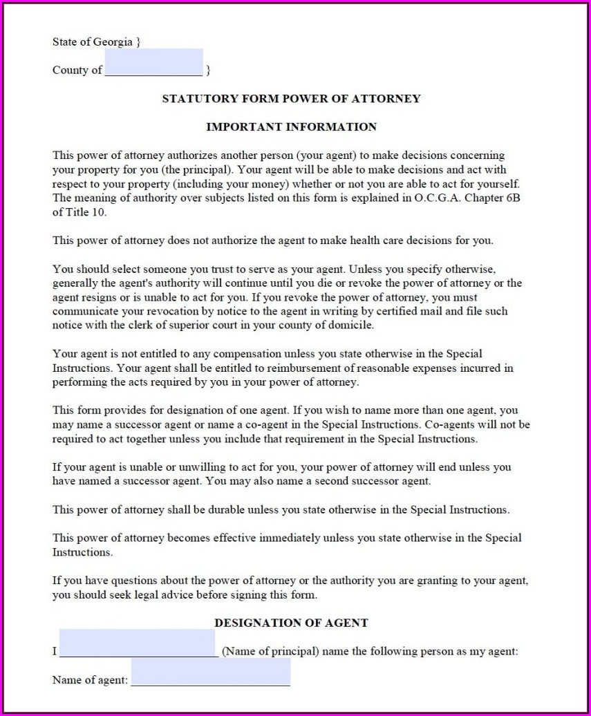 Free Printable Durable Power Of Attorney Form Texas 2018