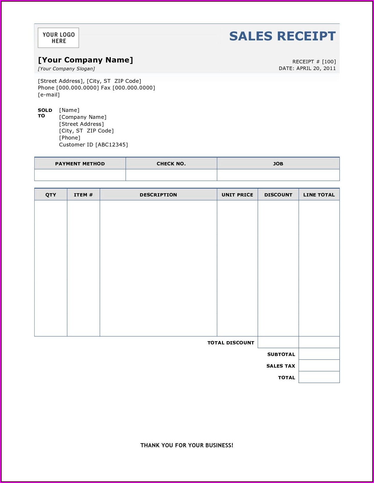 Free Printable Invoice Sample