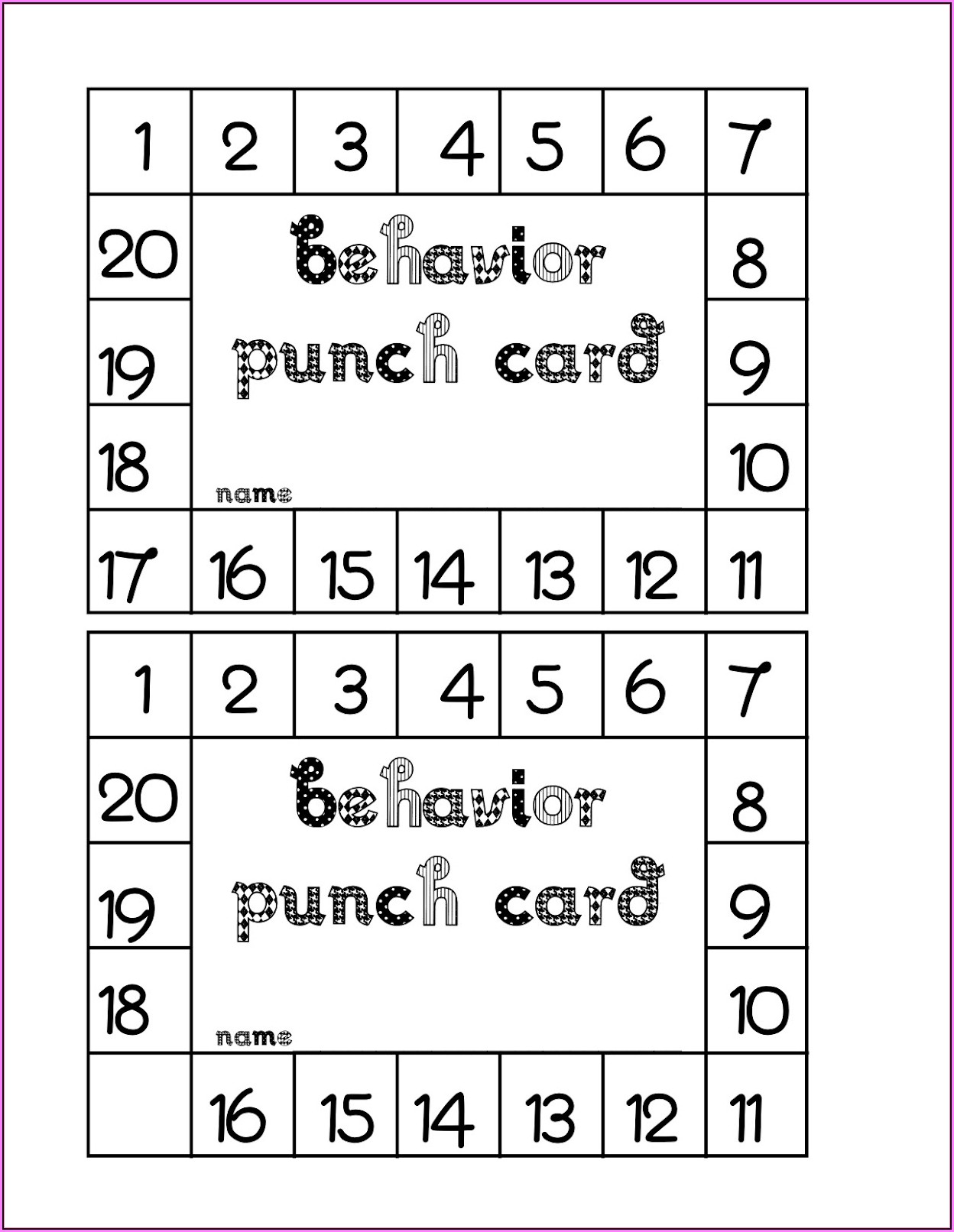 Free Punch Card Template Word