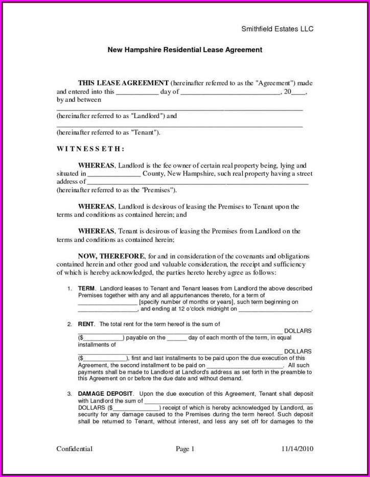 Free Rental Lease Agreement Form Printable