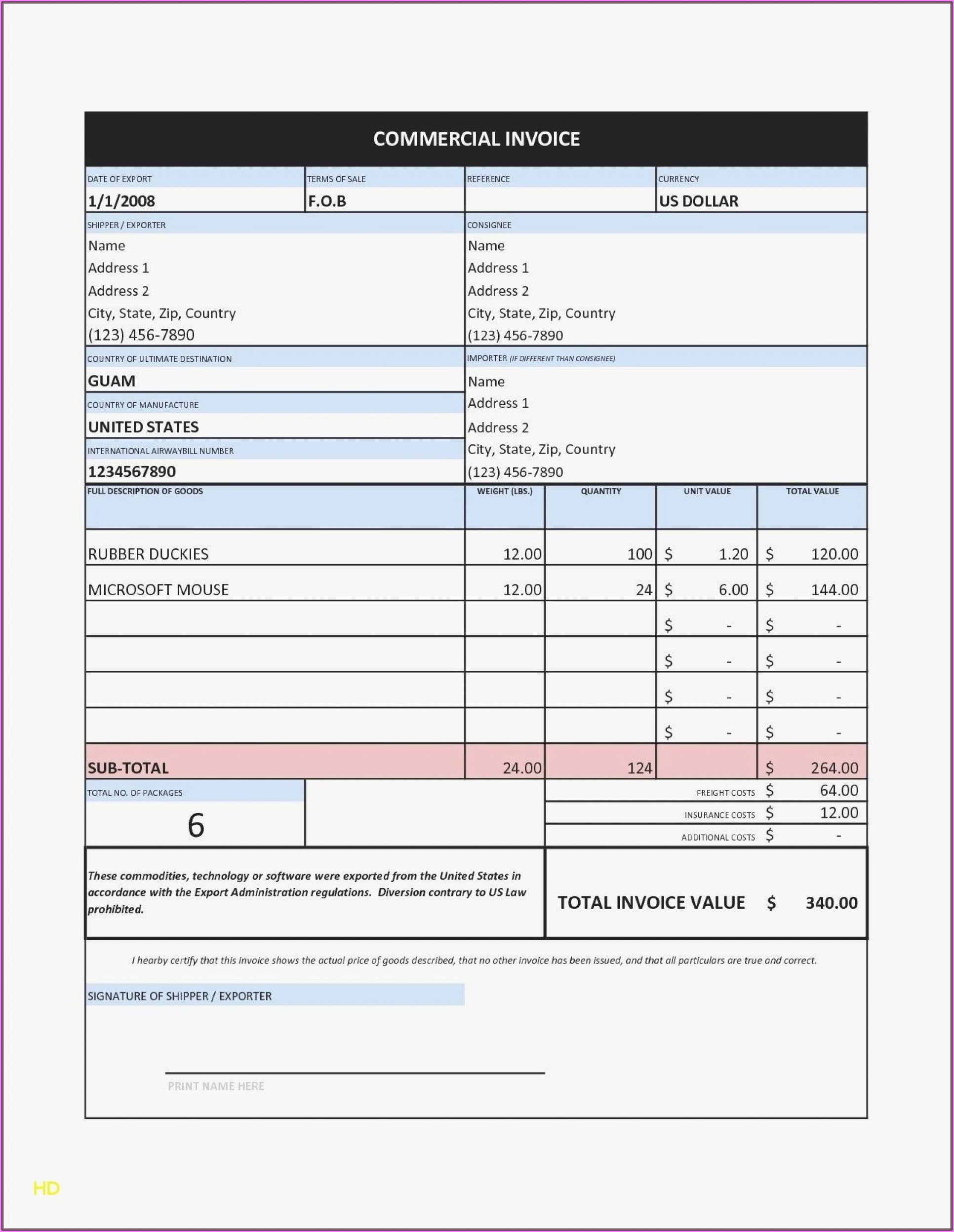 Free Service Invoice Template Open Office