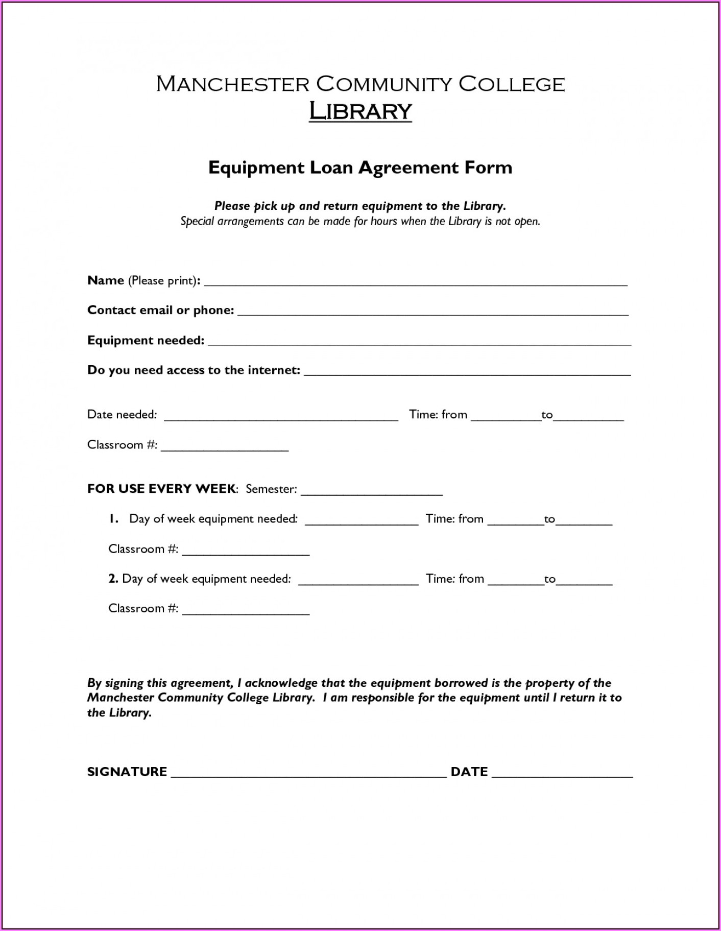 Free Simple Loan Agreement Form Template