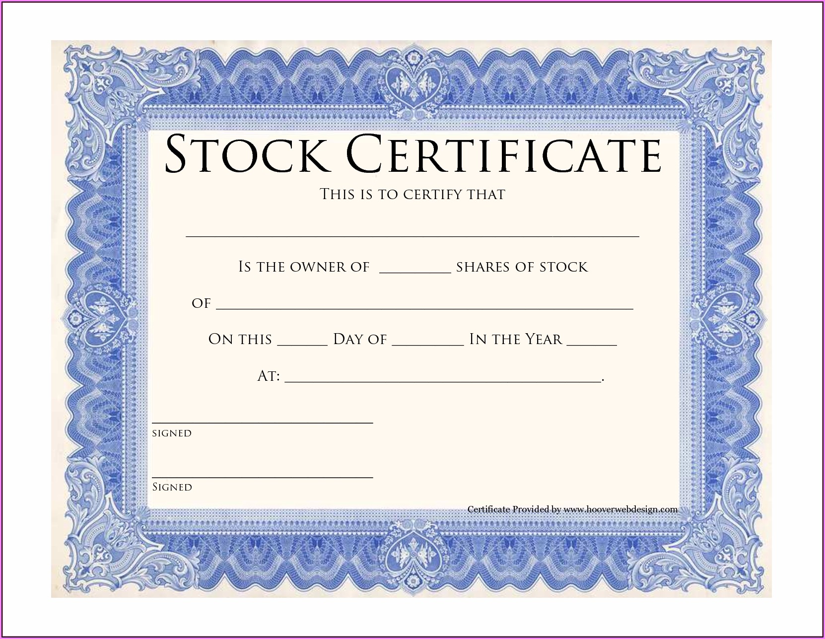 Free Stock Certificate Template Word