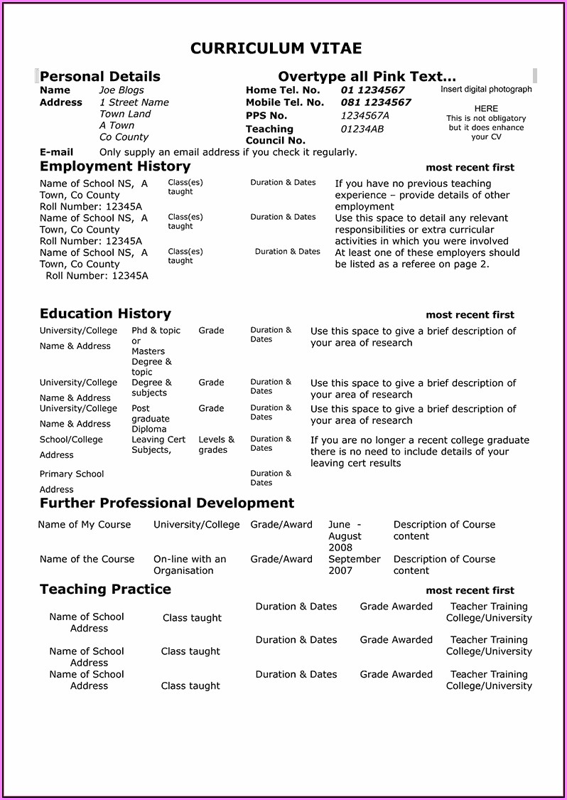 Free Teacher Resume Templates Download