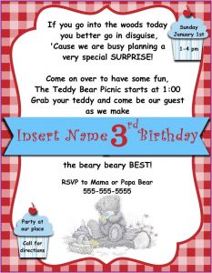 Free Teddy Bear Picnic Invitations Template