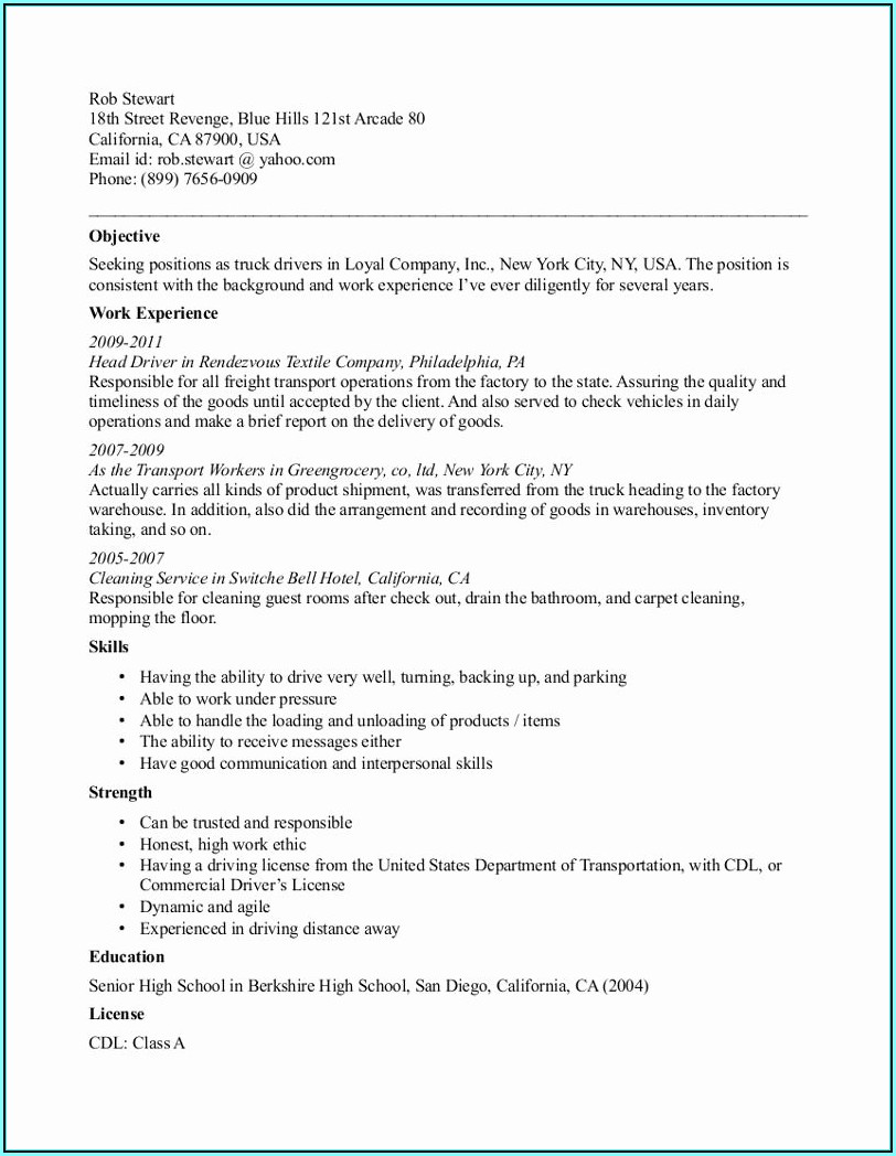 Free Truck Driving Resume Templates