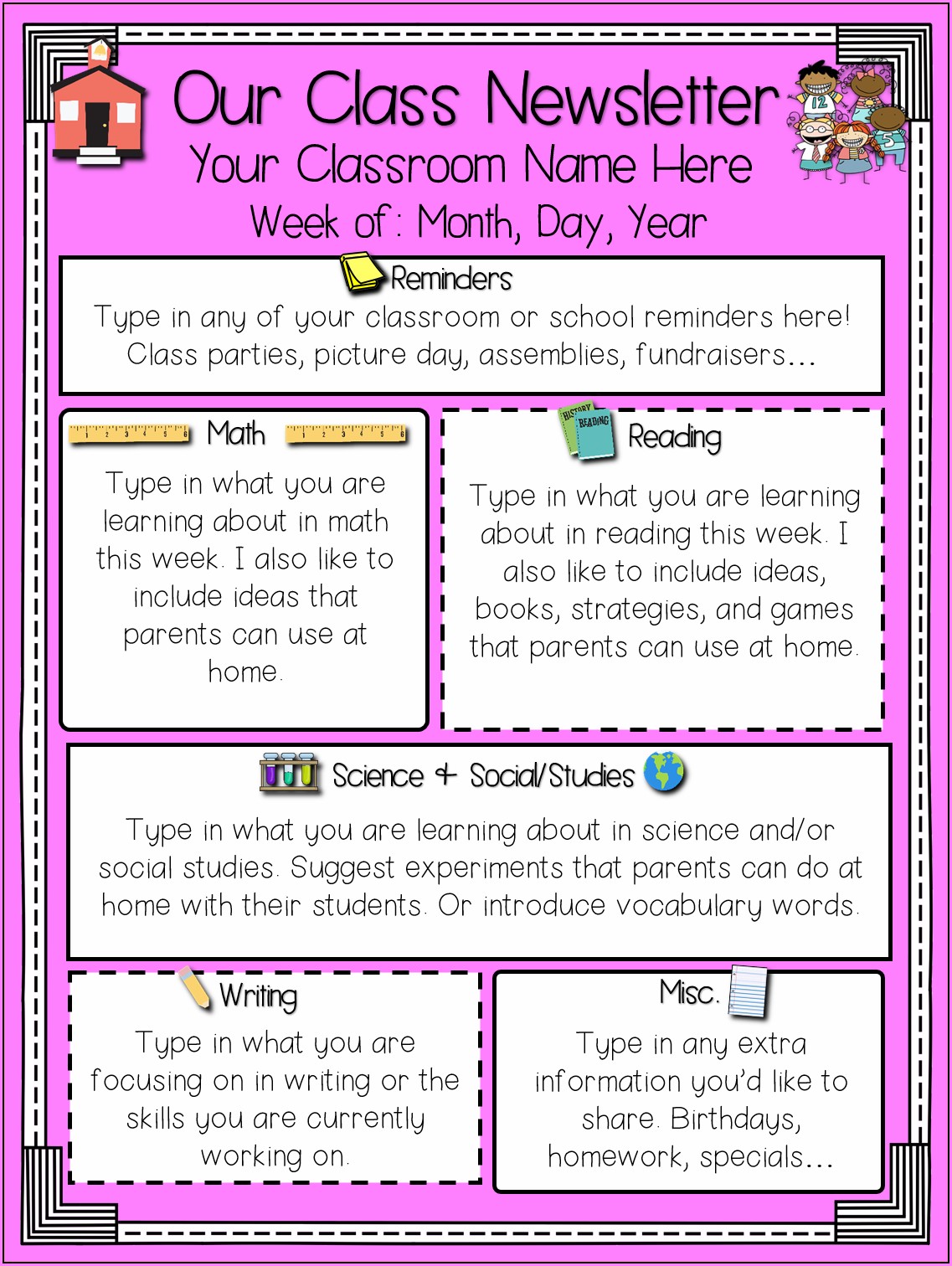 Free Weekly Classroom Newsletter Template