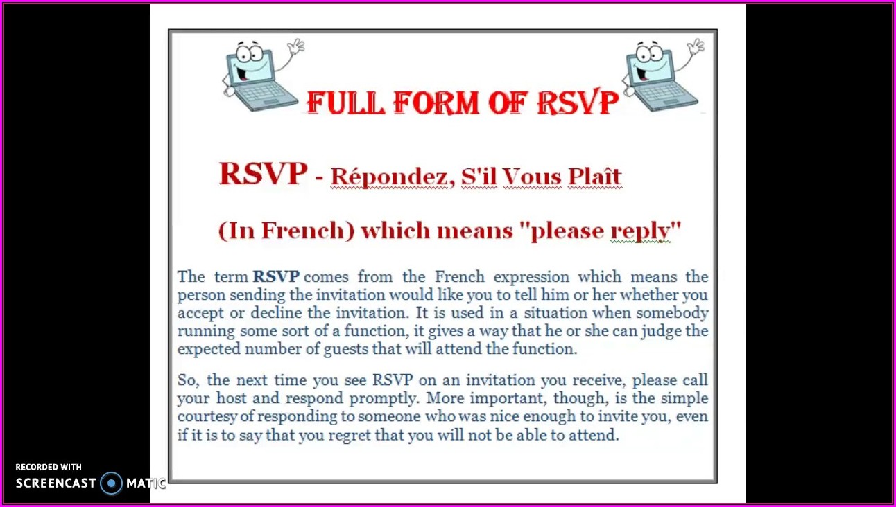 Full Form Rsvp In Wedding Cards In Hindi
