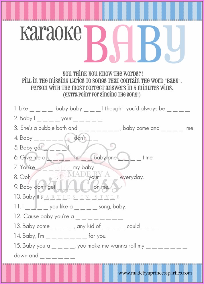 Gender Reveal Game Templates Free
