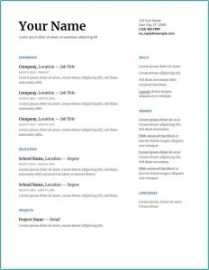 Google Resume Free Templates