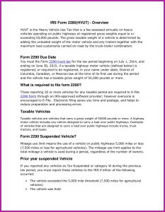 Heavy Road Use Tax Form 2290
