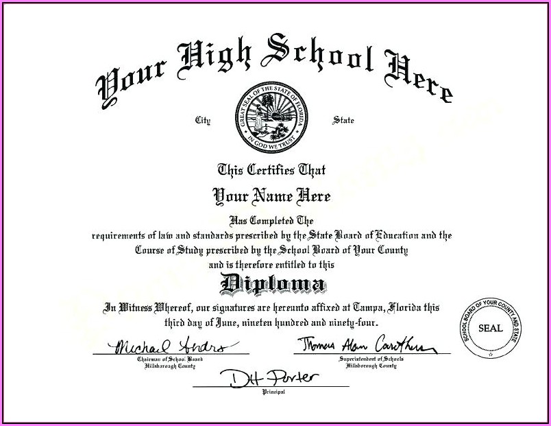 High School Diploma Template With Seal