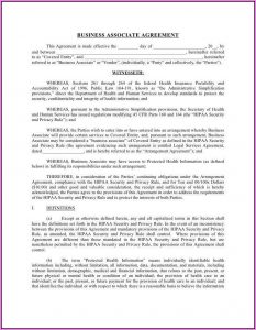 Hipaa Business Associate Agreement Template Word