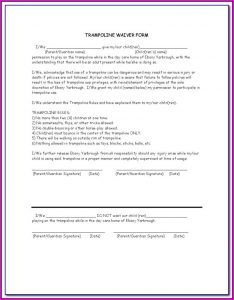 Home Trampoline Waiver Form