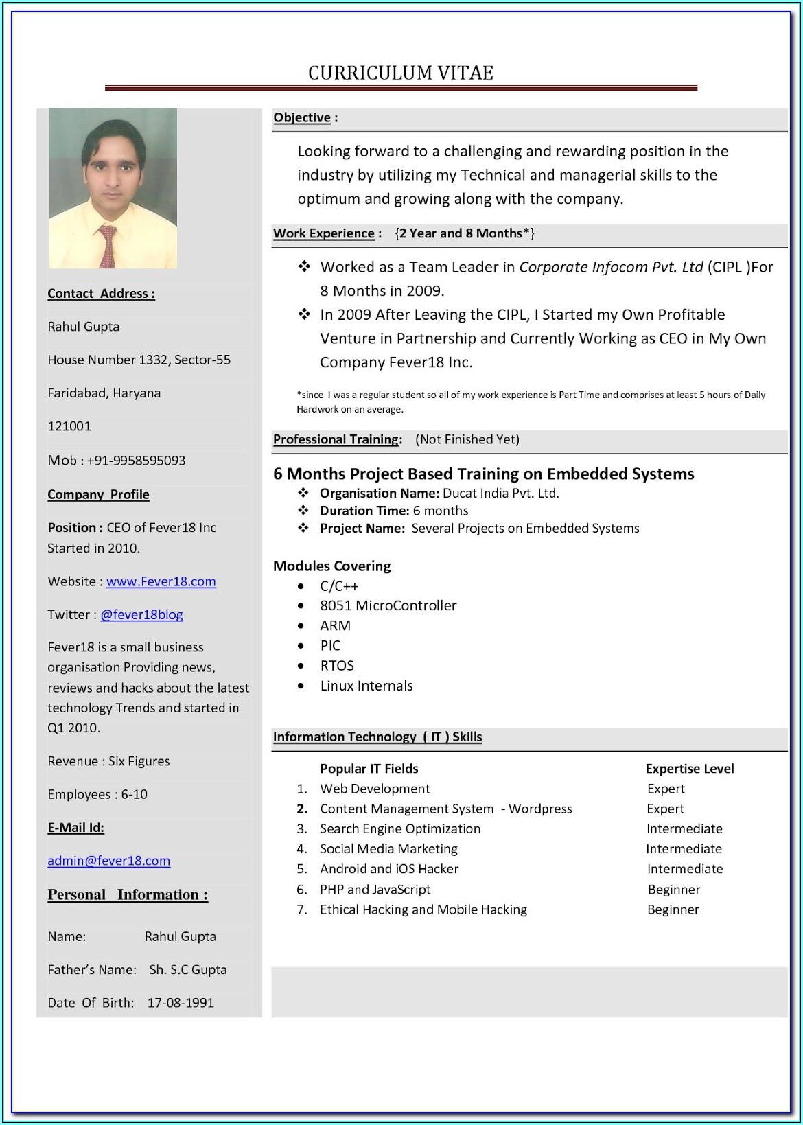 How To Write Up A Resume For First Job