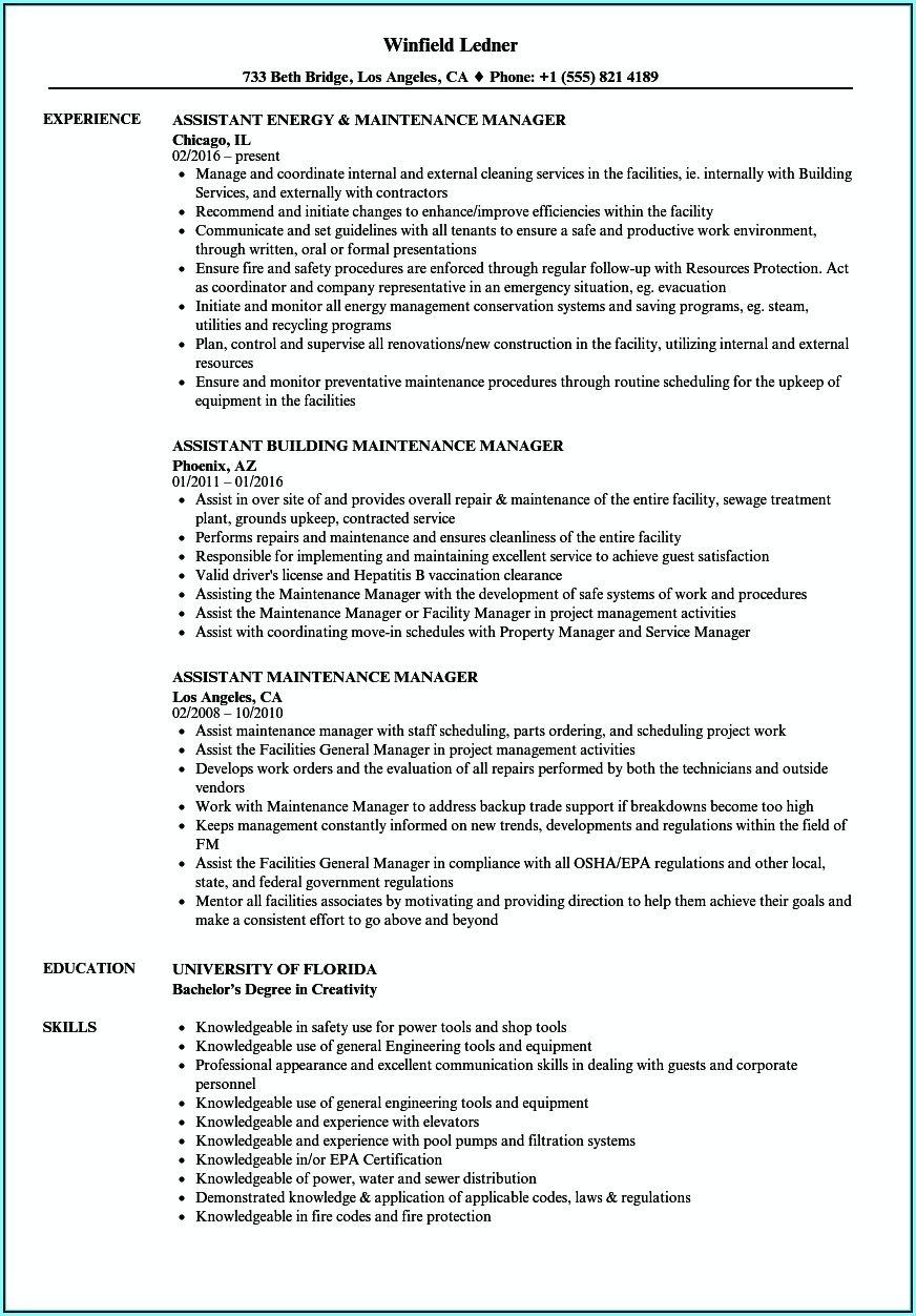Hvac Service Manager Resume Example