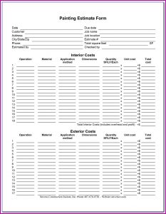 Interior Painting Estimate Forms