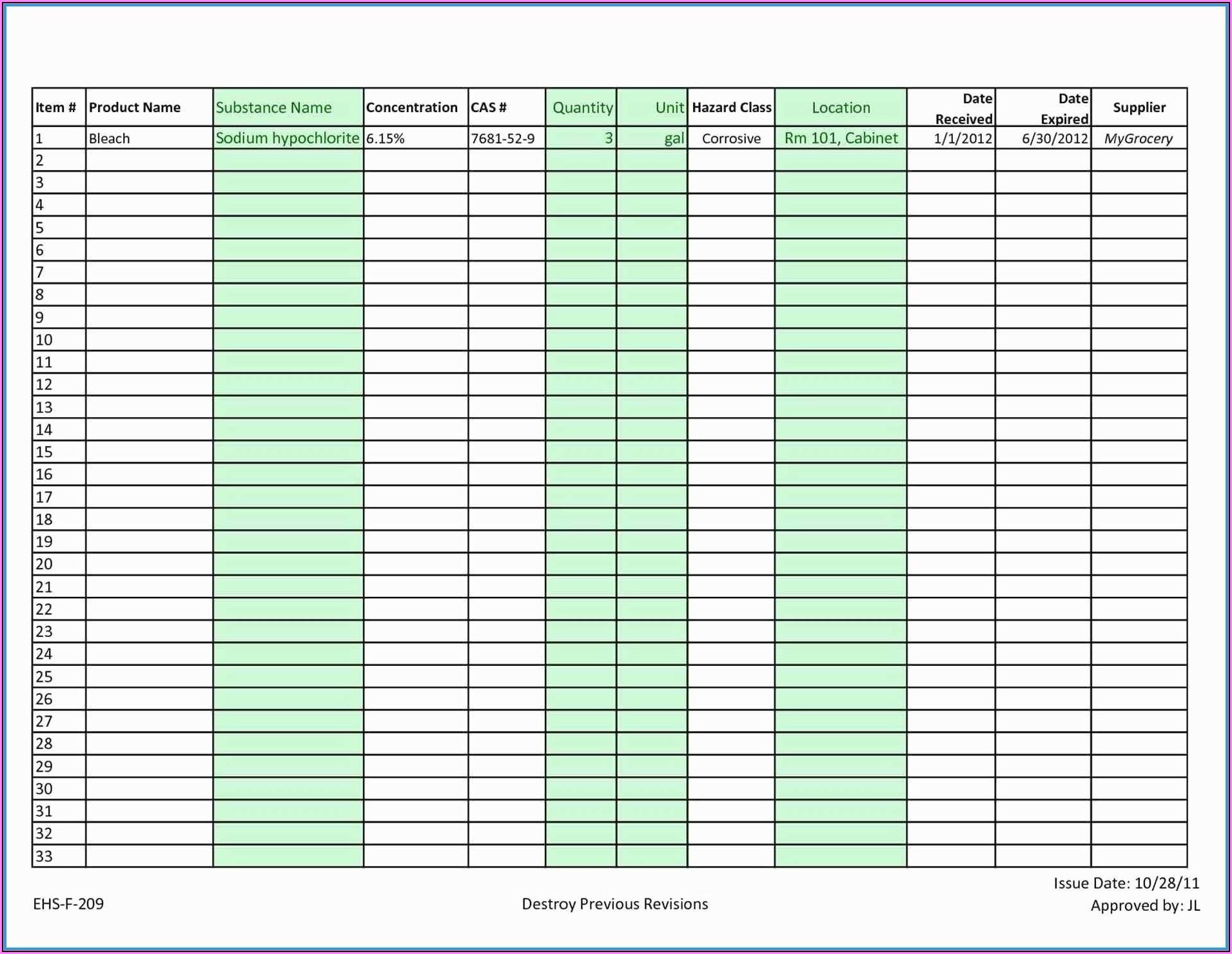Inventory Tracking Excel Template Free