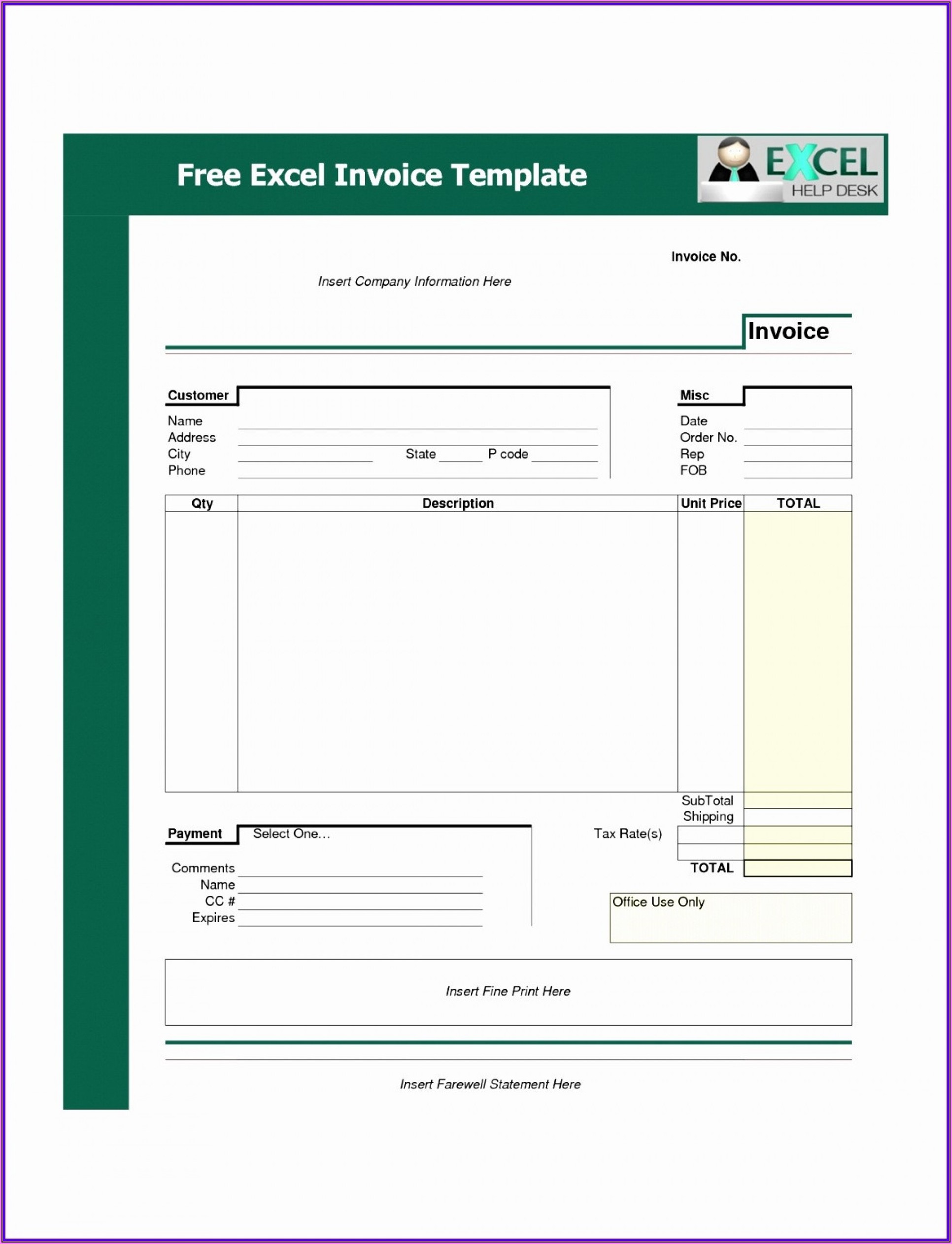 Invoice Template Xls Download