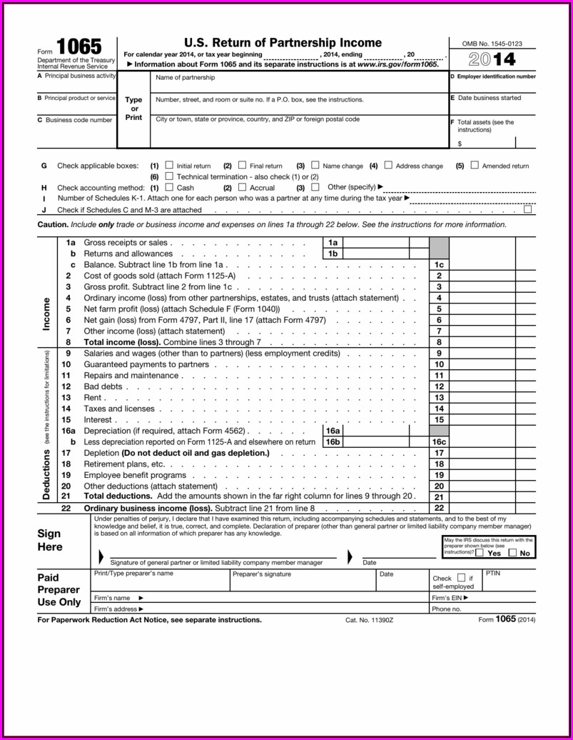 Irs Form 1065 For 2014
