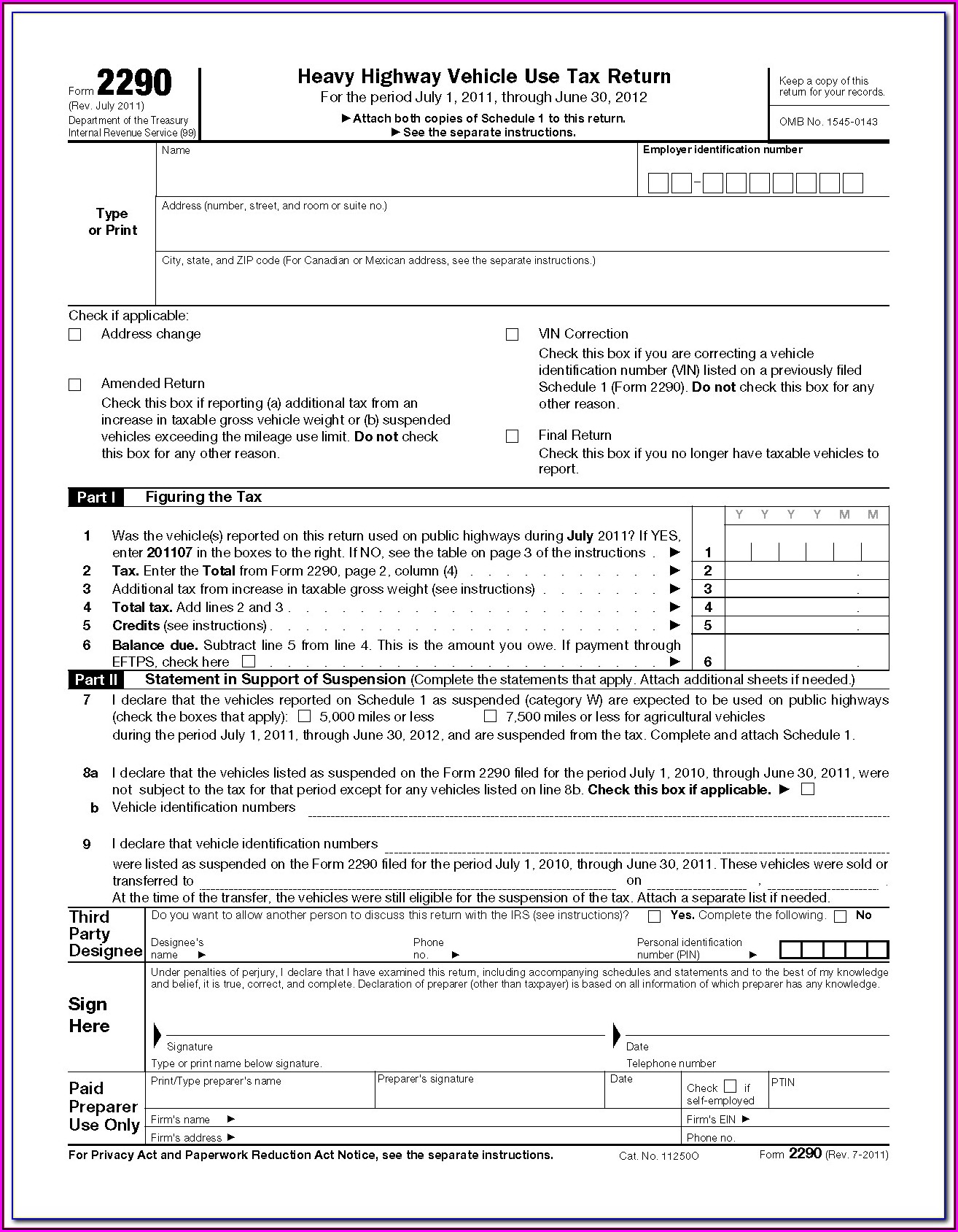 Irs Instructions Form 2290