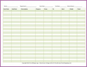 Irs Mileage Log Book Template