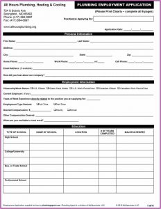 Job Application Form Template Word Malaysia