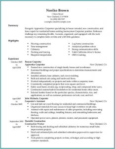 Journeyman Carpenter Resume Template