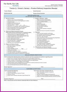 Kubota Tractor Inspection Form