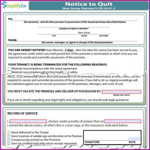 Landlord Tenant Eviction Forms Nj