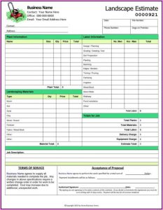 Landscape Proposal Template Excel