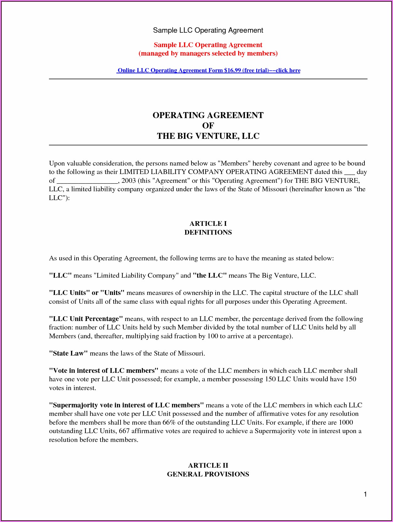 Llc Partnership Operating Agreement Template