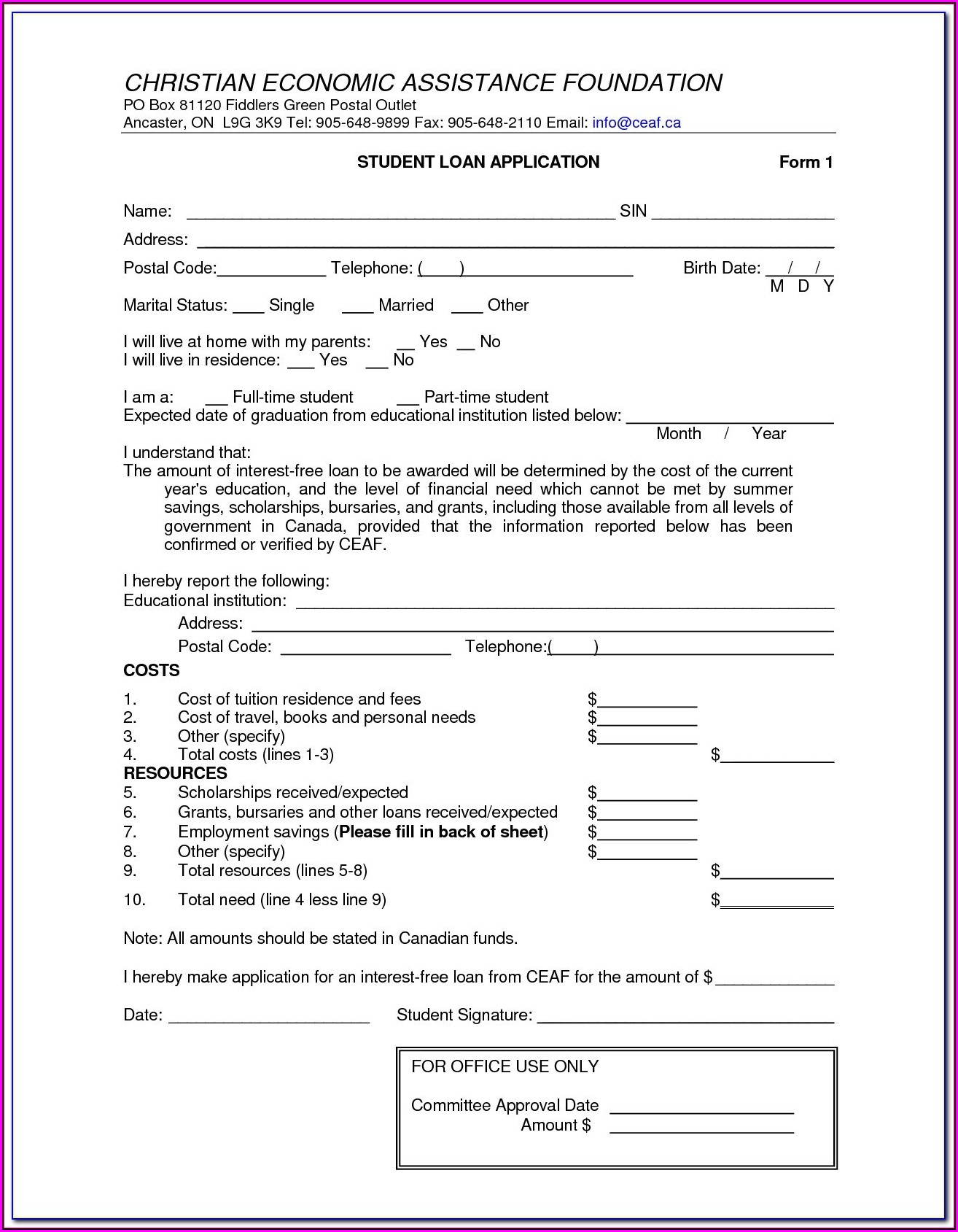 Loan Agreement Form Template (to An Individual)
