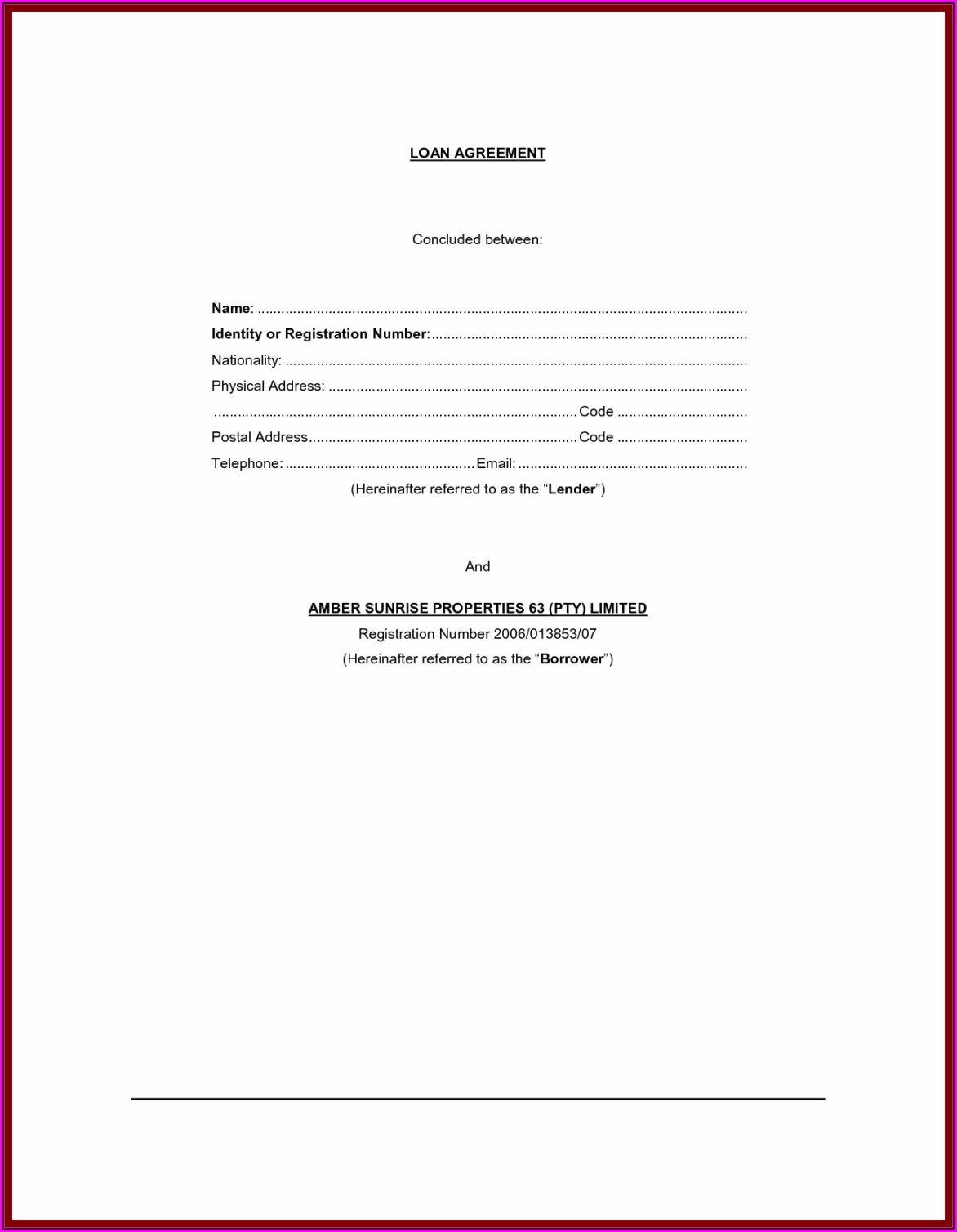 Loan Agreement Sample Form