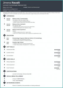 Makeup Artist Resume Templates Free