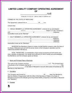 Maryland Llc Formation Forms