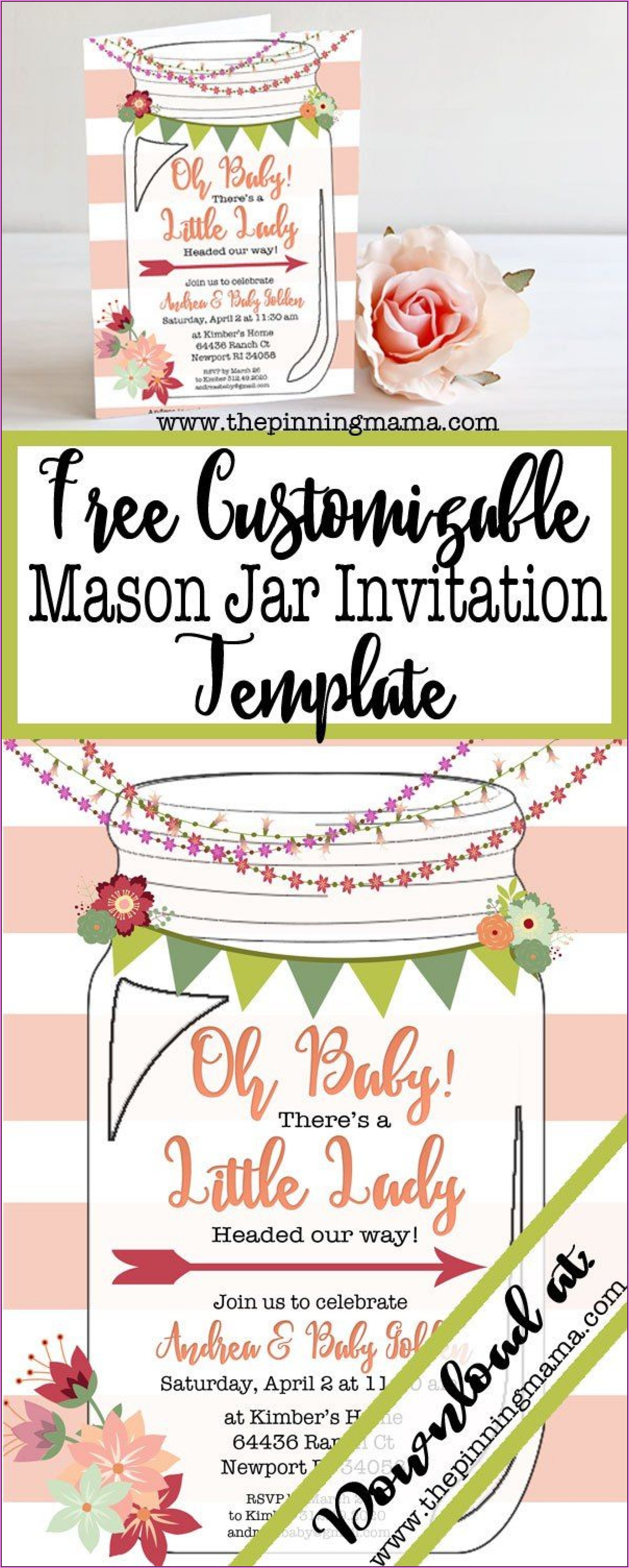 Mason Jar Invitation Template Free