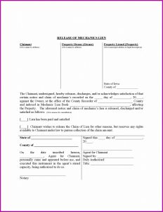 Mechanics Lien Release California Form