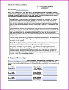 Medical Power Of Attorney Nc Template