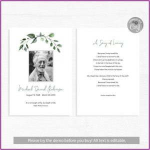 Memorial Card Template Microsoft Word Free